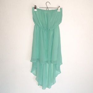 Windsor Teal High Low Strapless Dress
